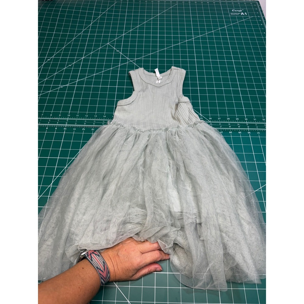Cotton On Kids Sage Green Ribbed Tulle Skirt Ballerina Dress Size 6
